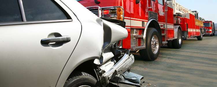 Car accident during wildfire