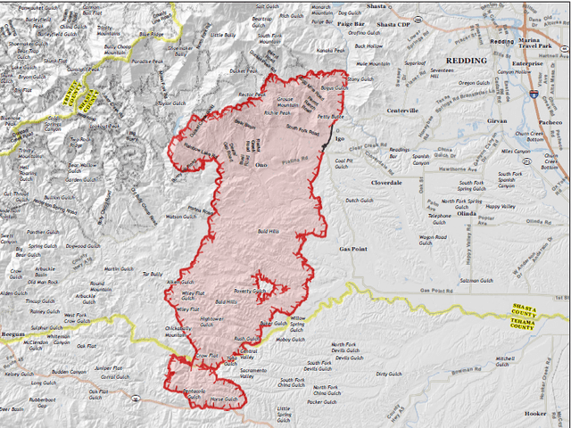Zogg Fire map