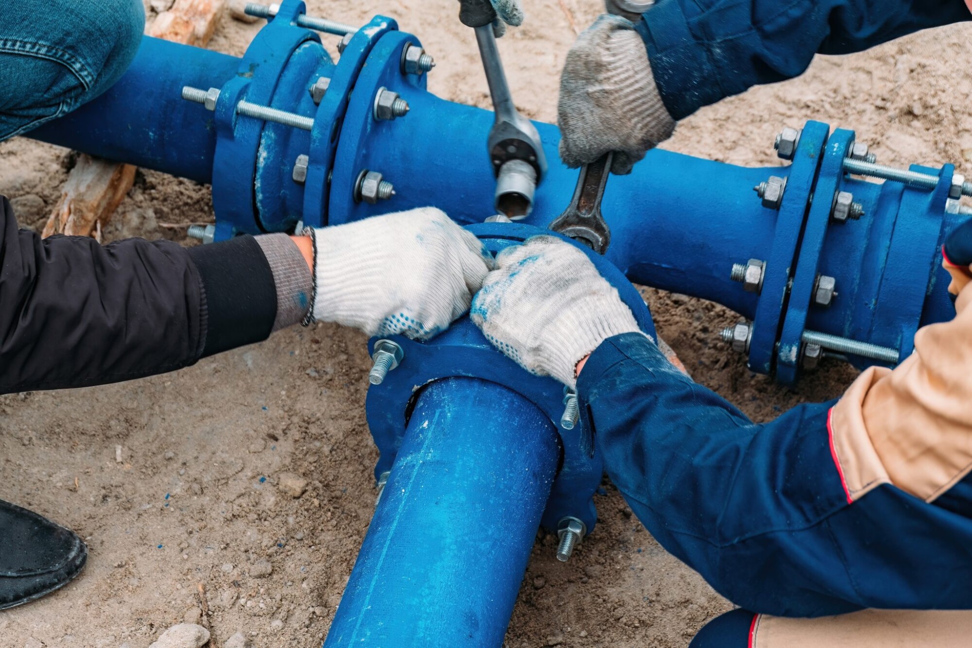 Workmen's gloves and piping