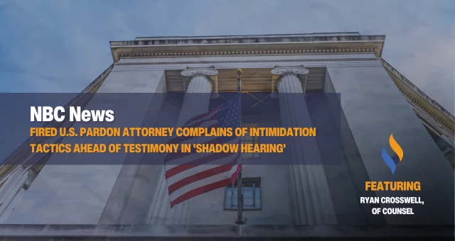 Fired U.S. pardon attorney complains of intimidation tactics ahead of testimony in 'shadow hearing'