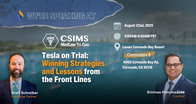 Join Brett Schreiber and Vas Hanumadass at CSIMS 2025 for Tesla on Trial: Winning Strategies and Lessons from the Front Lines.