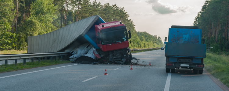 Big rig truck flipped over after accident