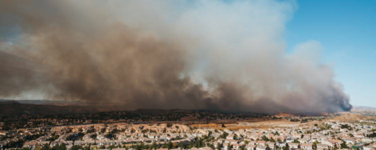 Smoke over residential neighborhood