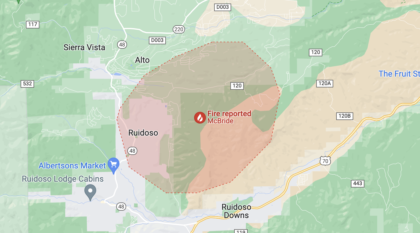 Map of McBride Fire NM