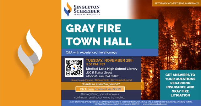 An event flyer for the Gray Fire Town Hall