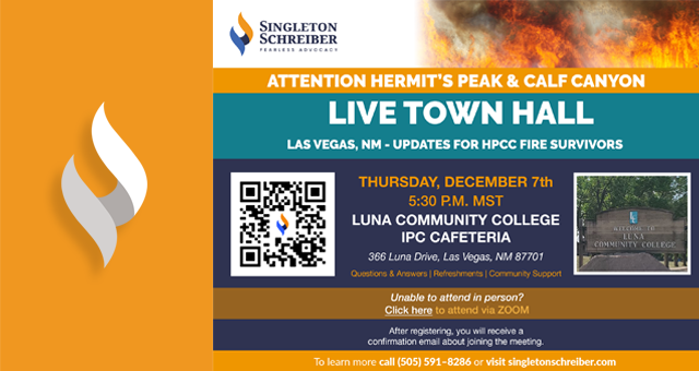 An event flyer for the Hermit's Peak and Calf Canyon Fire Town Hall