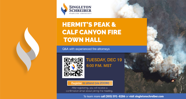 An event flyer for the Hermit's Peak and Calf Canyon Fire Town Hall