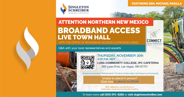 An event flyer for Northern New Mexico: Broadband Access LIVE Town Hall event