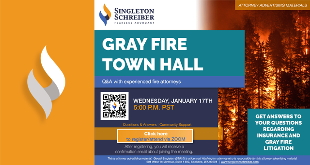 An event flyer for the Gray Fire Town Hall event